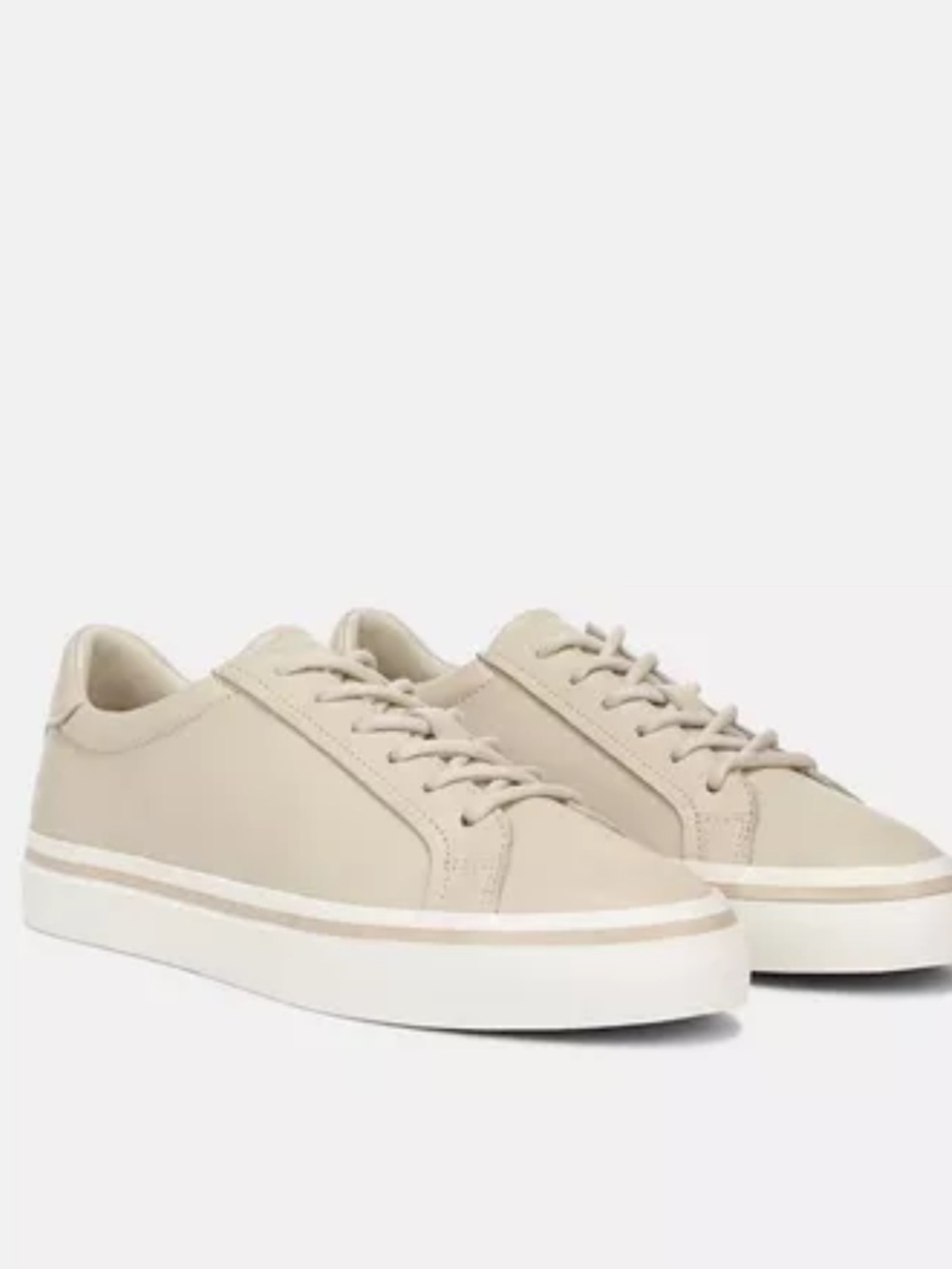 Vince Low-Top Leather Sneakers in Light Beige